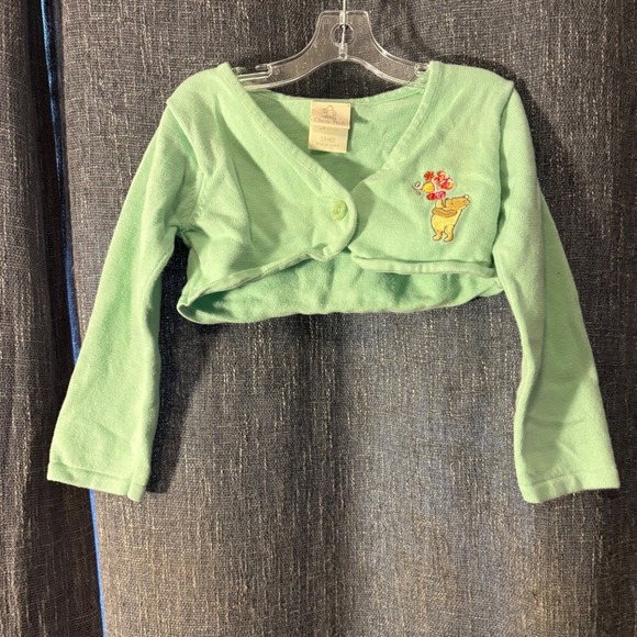 Classic Pooh Other - Vintage Mint‎ Green Winnie the Pooh Disney Embroidered Cardigan (Girls 24M)